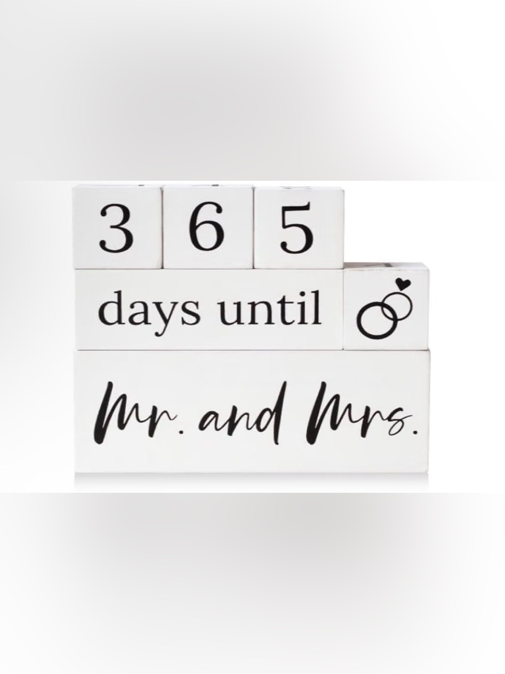 White 'Mr. and Mrs.' Wedding Countdown Block Set